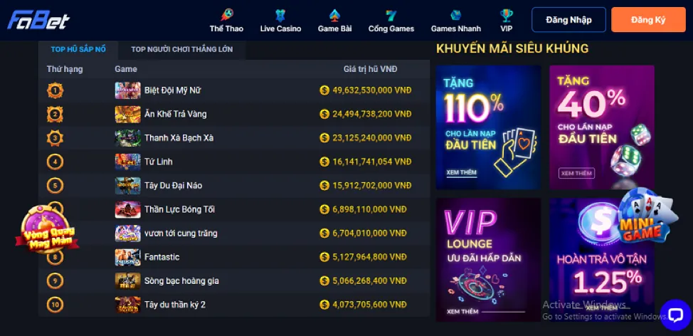 Hệ thống cấp độ VIP winvip